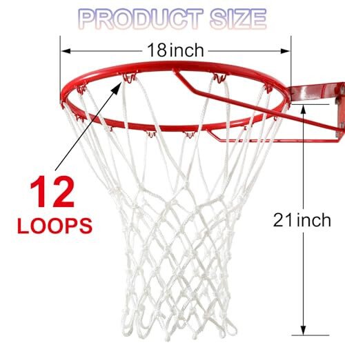 LAO XUE Basketball Net Outdoor,(7.16 oz) 12 Loops Professional Heavy Duty Basketball Net Replacement,All Weather Anti Whip,Suitable for Outdoor Standard Basketball Hoop - 3
