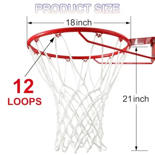 LAO XUE Basketball Net Outdoor,(7.16 oz) 12 Loops Professional Heavy Duty Basketball Net Replacement,All Weather Anti Whip, Suitable for Outdoor Standard 12 Loops Basketball Hoop - 3