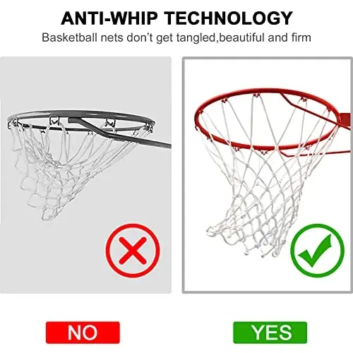 LAO XUE Basketball Net Outdoor,(7.16 oz) 12 Loops Professional Heavy Duty Basketball Net Replacement,All Weather Anti Whip,Suitable for Outdoor Standard Basketball Hoop - 5