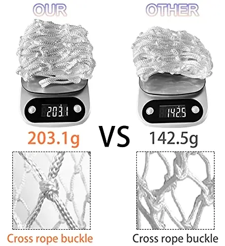LAO XUE Basketball Net Outdoor,(7.16 oz) 12 Loops Professional Heavy Duty Basketball Net Replacement,All Weather Anti Whip,Suitable for Outdoor Standard Basketball Hoop - 2