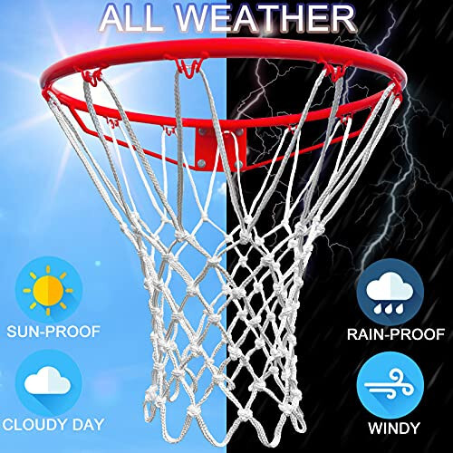 LAO XUE Basketbol Tarmog'i ochiq havoda, (7.16 oz) 12 halqa Professional Heavy Duty Basketbol tarmog'ini almashtirish, barcha ob-havoga chidamli anti-qamchi, ochiq standart 12 halqa basketbol halqasi uchun mos - 4
