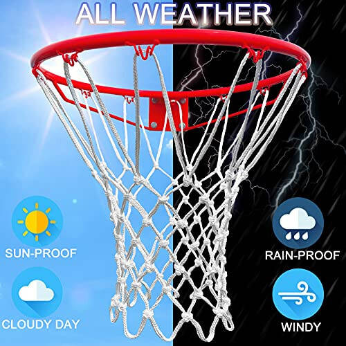 LAO XUE Basketbol Tarmog'i ochiq havoda, (7.16 oz) 12 halqa Professional Heavy Duty Basketbol tarmog'ini almashtirish, barcha ob-havoga chidamli anti-qamchi, ochiq standart 12 halqa basketbol halqasi uchun mos - 4