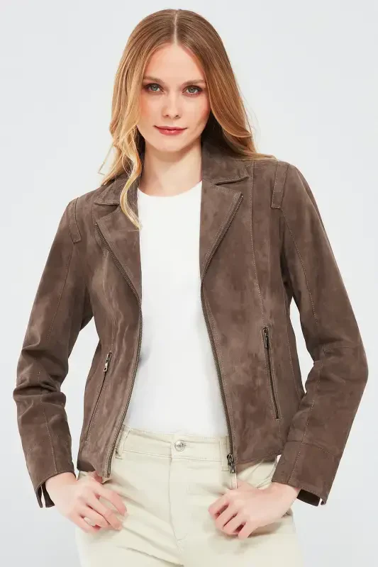 Lara Ayollar uchun Mink Suede Teri Ko'ylagi 23wge588110 - DERIMOD