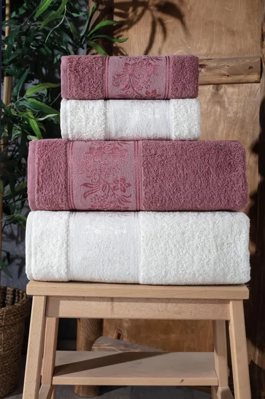 Lara Boxed 4-Piece Bath Towel | Towel Set | Ha - 1