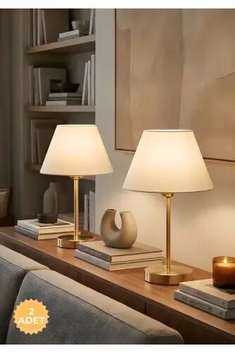 Lara Gold Base 2-Piece Lampshade Set - 1