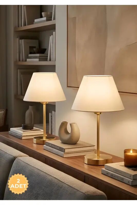 Lara Gold Gövdeli 2'li Abajur Seti - HOMİNG