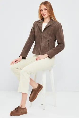 Lara Kadın Vizon Süet Deri Ceket 23WGE588110 - 3