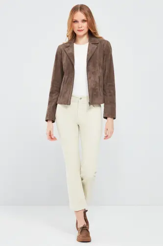 Lara Kadın Vizon Süet Deri Ceket 23WGE588110 - 6