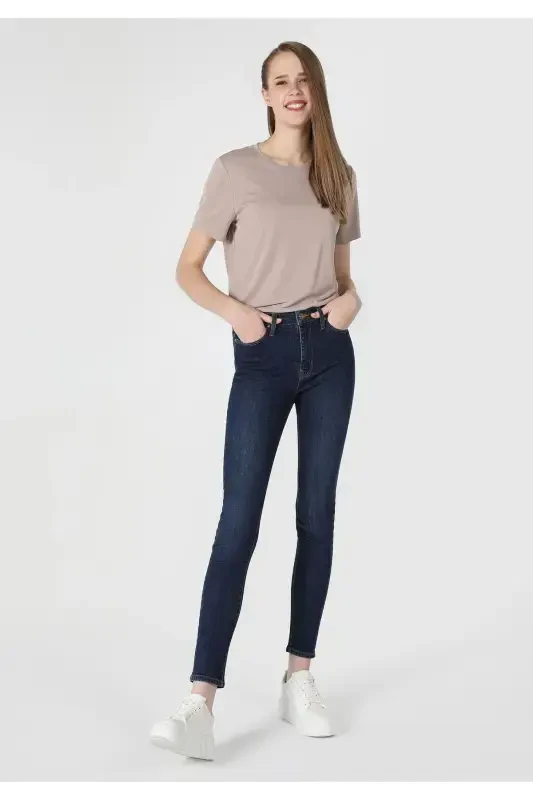 Lara Mid Waist Skinny Super Slim Fit Dark Blue Women's Jeans - COLIN’S