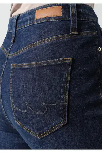 Lara Mid Waist Skinny Super Slim Fit Dark Blue Women's Jeans - 5