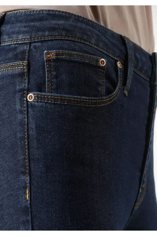 Lara Mid Waist Skinny Super Slim Fit Dark Blue Women's Jeans - 6