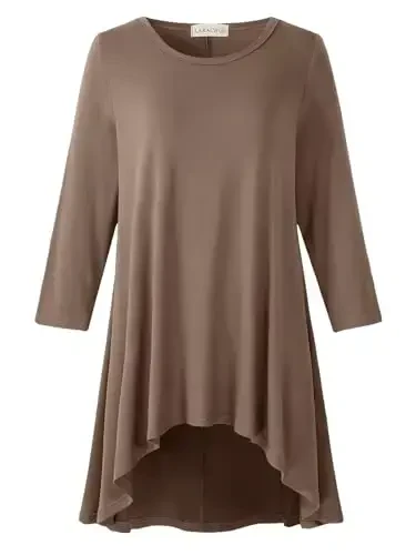 LARACE Ayollar Plus Hajmi 3/4 Yengil Keng Kesimli Qo'ng'iroq Libosli Tunika Gullari Baland Past Asosiy Futbolka 