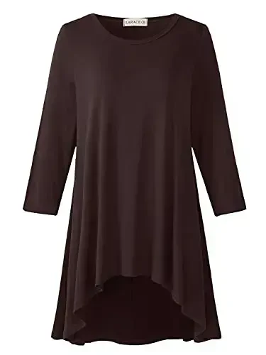 LARACE Ayollar Plus Size 3/4 Qisma Keng Kesimli Yonuvchan Tunika Tepalari Gul Yuqori Past Asosiy Futbolka 