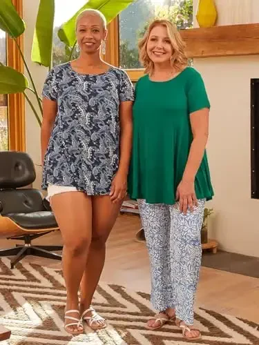 LARACE Ayollar uchun katta o'lchamdagi toplar Qisqa yengli ko'ylaklar Kundalik yozgi kiyimlar Legginglar uchun yumaloq bo'yinli tunikalar - 6