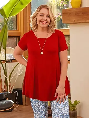 LARACE Ayollar uchun katta o'lchamdagi toplar Qisqa yengli ko'ylaklar Kundalik yozgi kiyimlar Legginglar uchun yumaloq bo'yinli tuniklar - 2