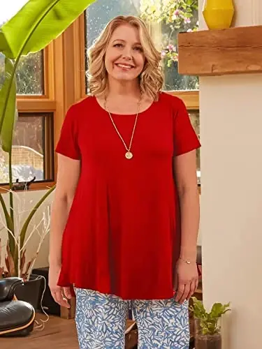 LARACE Ayollar uchun katta o'lchamdagi toplar Qisqa yengli ko'ylaklar Kundalik yozgi kiyimlar Legginglar uchun yumaloq bo'yinli tuniklar - 3