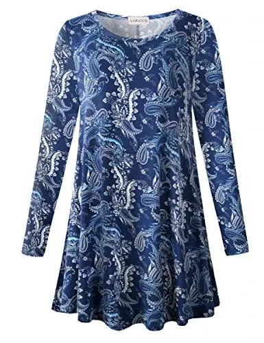 LARACE Plus Size Tunic Tops Long Sleeve Shirts for Women Swing Flowy Loose Fit Clothes for Leggings 