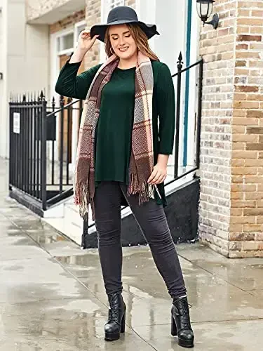 LARACE Ayollar uchun katta o'lchamli 3/4 yengli keng bichimli keng yubkali tunika tepalari gulli baland past oddiy futbolka - MODAZONE (1)