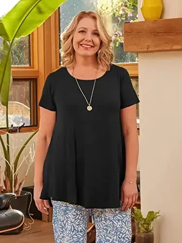 LARACE Ayollar uchun katta o'lchamli toplar Qisqa yengli ko'ylaklar Kundalik yozgi kiyimlar Leggings uchun yumaloq bo'yinli tuniklar - 3