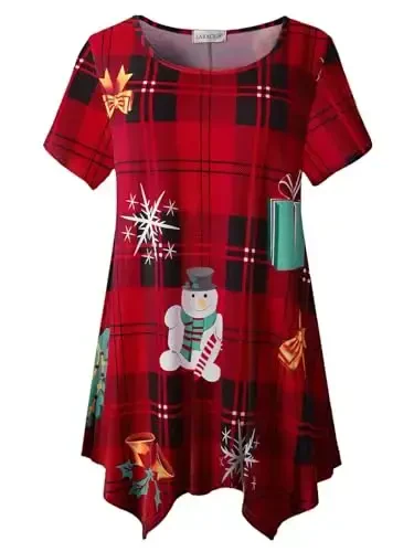 LARACE Ayollar uchun qisqa yengli ko'ylaklar, katta o'lchamli toplar, kundalik yozgi kiyimlar, assimetrik tunika bluzkalar - 1