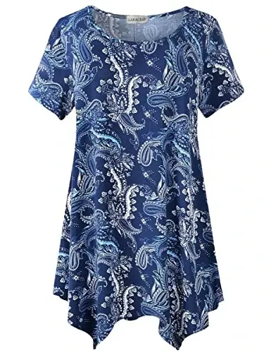 LARACE Ayollar uchun qisqa yengli ko'ylaklar Plus Size Toplar Kundalik yozgi kiyimlar Asimmetrik tunik bluzkalar - MODAZONE