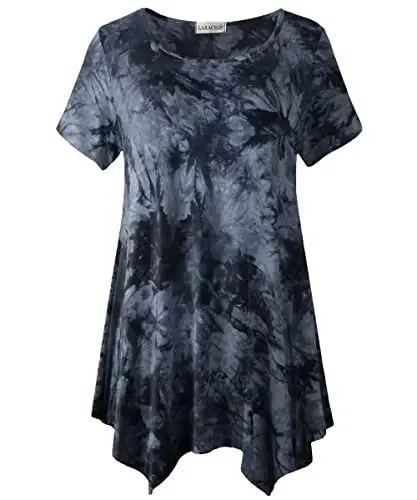 LARACE Ayollar uchun qisqa yengli ko'ylaklar Plus Size Toplar Kundalik Yozgi Kiyimlar Asimmetrik Tunik Bluzkalar - 1