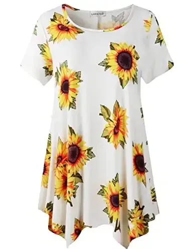 LARACE Ayollar uchun qisqa yengli ko'ylaklar Plus Size Toplar Kundalik Yozgi Kiyimlar Asimmetrik Tunik Bluzkalar - 1