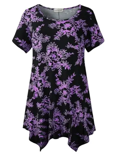 LARACE Ayollar uchun qisqa yengli ko'ylaklar Plus Size Toplar Kundalik yozgi kiyimlar Asimmetrik tunik bluzkalar 