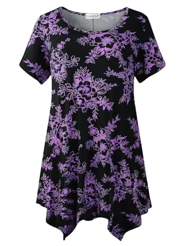 LARACE Ayollar uchun qisqa yengli ko'ylaklar Plus Size Toplar Kundalik yozgi kiyimlar Asimmetrik tunik bluzkalar - 1