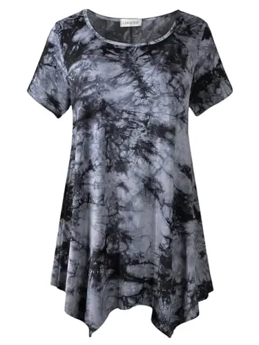 LARACE Ayollar uchun qisqa yengli ko'ylaklar Plus Size Toplar Kundalik yozgi kiyimlar Asimmetrik tunik bluzkalar - 1