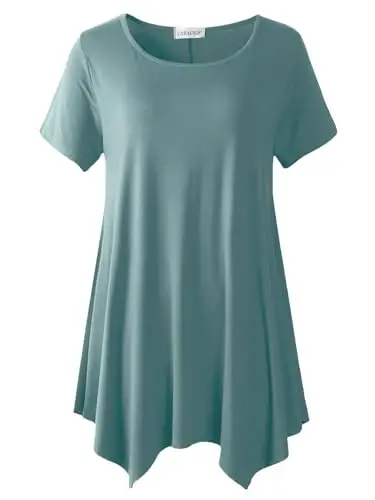 LARACE Ayollar uchun qisqa yengli ko'ylaklar Plus Size Tops Kundalik yozgi kiyimlar Asimmetrik tunik bluzkalar - LARACE