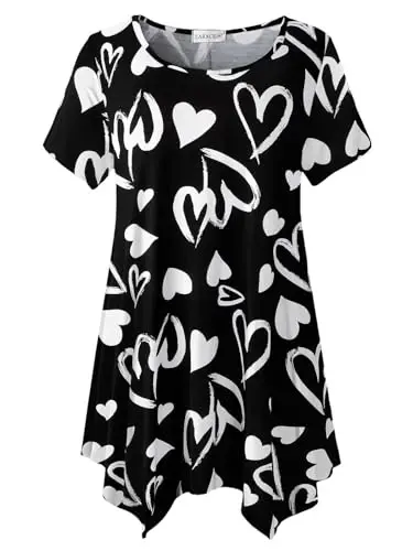 LARACE Ayollar uchun qisqa yengli ko'ylaklar Plus Size Tops Kundalik yozgi kiyimlar Asimmetrik tunik bluzkalar 