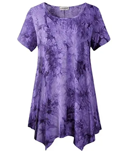 LARACE Ayollar uchun qisqa yengli ko'ylaklar Plus Size Tops Kundalik yozgi kiyimlar Asimmetrik tunik bluzkalar 