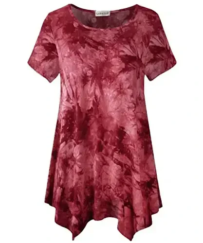 LARACE Ayollar uchun qisqa yengli ko'ylaklar Plus Size Tops Kundalik yozgi kiyimlar Asimmetrik tunik bluzkalar - 1