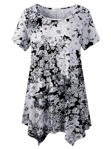 LARACE Ayollar uchun qisqa yengli ko'ylaklar Plus Size Tops Kundalik yozgi kiyimlar Asimmetrik tunik bluzkalar - 1