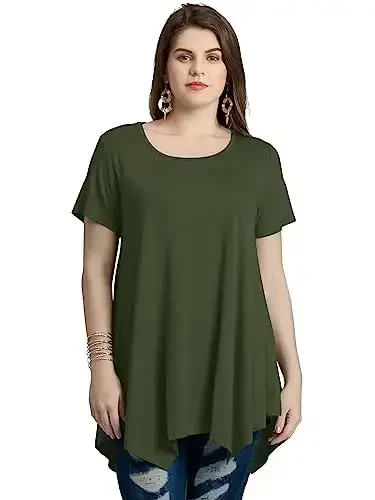 LARACE Ayollar uchun qisqa yengli ko'ylaklar Plus Size Tops Kundalik yozgi kiyimlar Asimmetrik tunika bluzkalar - 2
