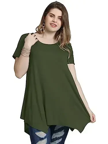 LARACE Ayollar uchun qisqa yengli ko'ylaklar Plus Size Tops Kundalik yozgi kiyimlar Asimmetrik tunika bluzkalar - 3
