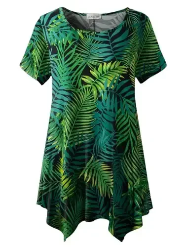 LARACE Ayollar uchun qisqa yengli ko'ylaklar Plus Size Tops Kundalik yozgi kiyimlar Asimmetrik tunika bluzkalar - LARACE
