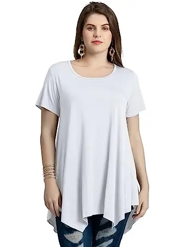 LARACE Ayollar uchun qisqa yengli ko'ylaklar Plus Size Tops Kundalik yozgi kiyimlar Asimmetrik tunika bluzkalar - 2