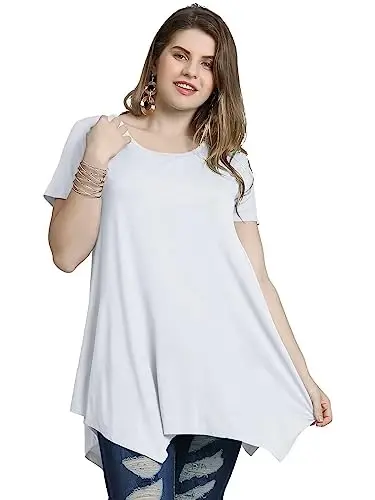 LARACE Ayollar uchun qisqa yengli ko'ylaklar Plus Size Tops Kundalik yozgi kiyimlar Asimmetrik tunika bluzkalar - 3