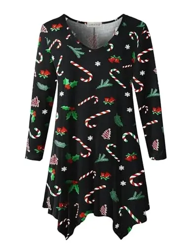 LARACE Plus Size Tops for Women Tunic Asymmetrical Dress Shirts 3/4 Sleeve V Neck Flowy Ladies Clothes for Leggings - LARACE