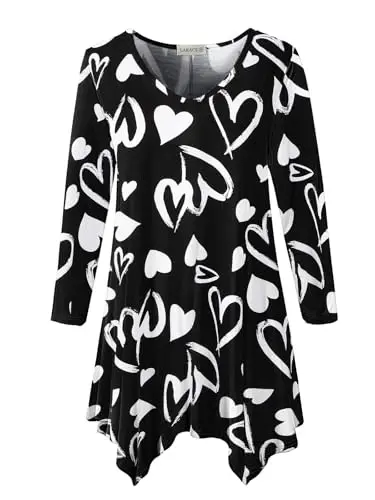 LARACE Plus Size Tops for Women Tunic Asymmetrical Dress Shirts 3/4 Sleeve V Neck Flowy Ladies Clothes for Leggings - LARACE