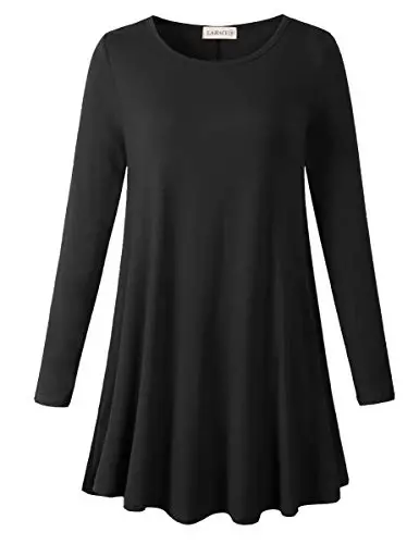 LARACE Plus Size Tunic Tops Long Sleeve Shirts for Women Swing Flowy Loose Fit Clothes for Leggings - MODAZONE