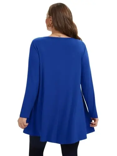 LARACE Plus Size Tunic Tops Long Sleeve Shirts for Women Swing Flowy Loose Fit Clothes for Leggings - 12