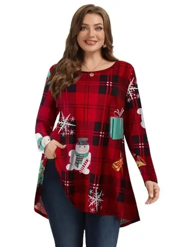 LARACE Plus Size Tunic Tops Long Sleeve Shirts for Women Swing Flowy Loose Fit Clothes for Leggings - 8
