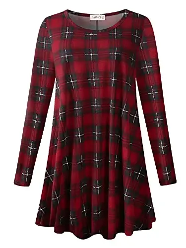 LARACE Plus Size Tunic Tops Long Sleeve Shirts for Women Swing Flowy Loose Fit Clothes for Leggings - MODAZONE