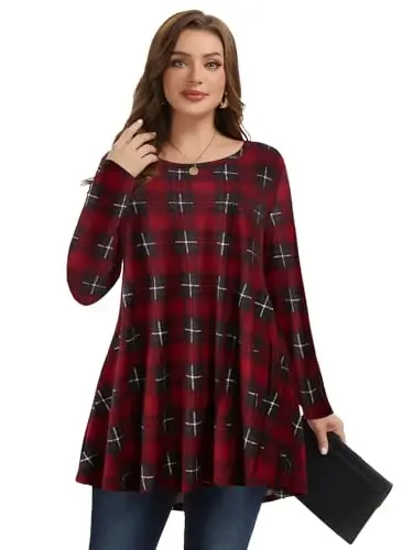 LARACE Plus Size Tunic Tops Long Sleeve Shirts for Women Swing Flowy Loose Fit Clothes for Leggings - 11