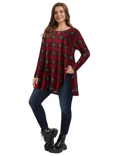 LARACE Plus Size Tunic Tops Long Sleeve Shirts for Women Swing Flowy Loose Fit Clothes for Leggings - 13