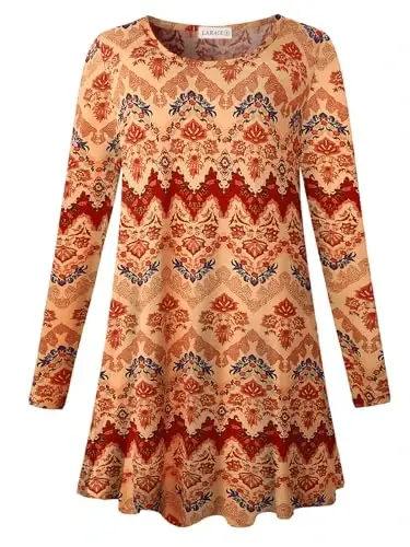 LARACE Plus Size Tunic Tops Long Sleeve Shirts for Women Swing Flowy Loose Fit Clothes for Leggings - 8