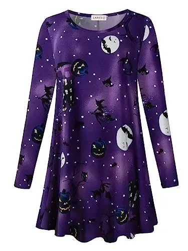 LARACE Plus Size Tunic Tops Long Sleeve Shirts for Women Swing Flowy Loose Fit Clothes for Leggings - 1